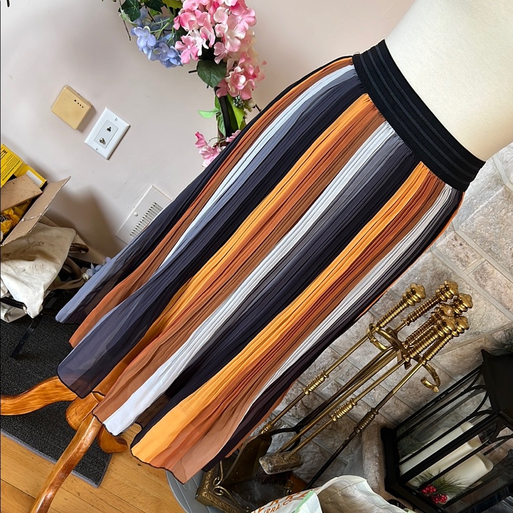 Striped Pleated Skirt